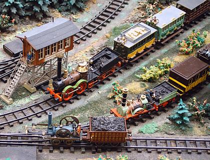 historische Lokomotiven, Züge und Gleise