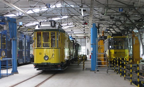 im Depot der Straßenbahn in Görlitz