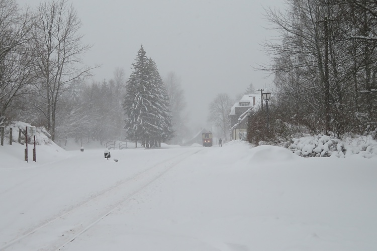 VT137 322 bei reichlich Nebel und aufkommendem Schneefall